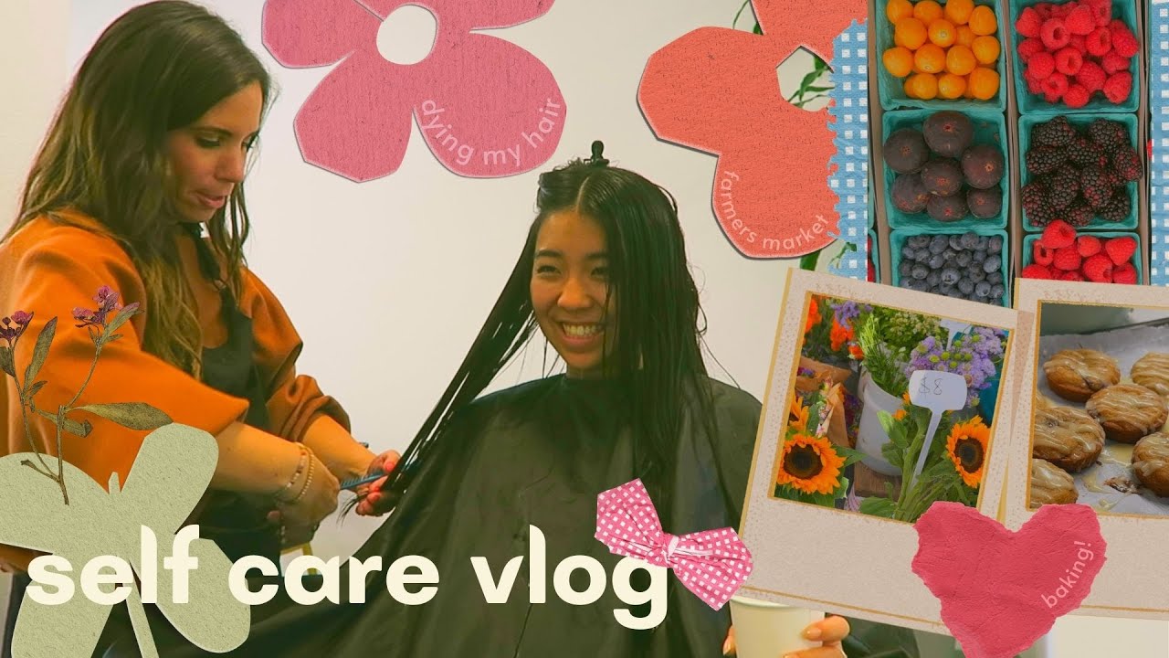 self care days ❣️ dying my hair, college routine, farmers market + baking date