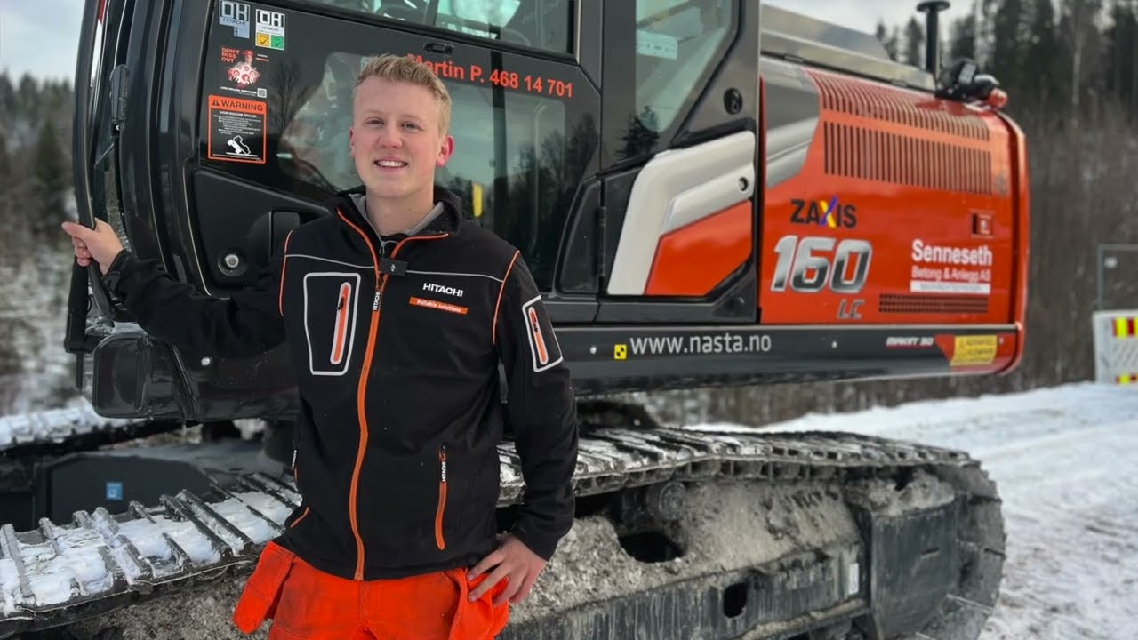 Barnebarnet kjører Hitachi ZX160LC-7 og svigersønnen kjører Hitachi ZX490LCH-7