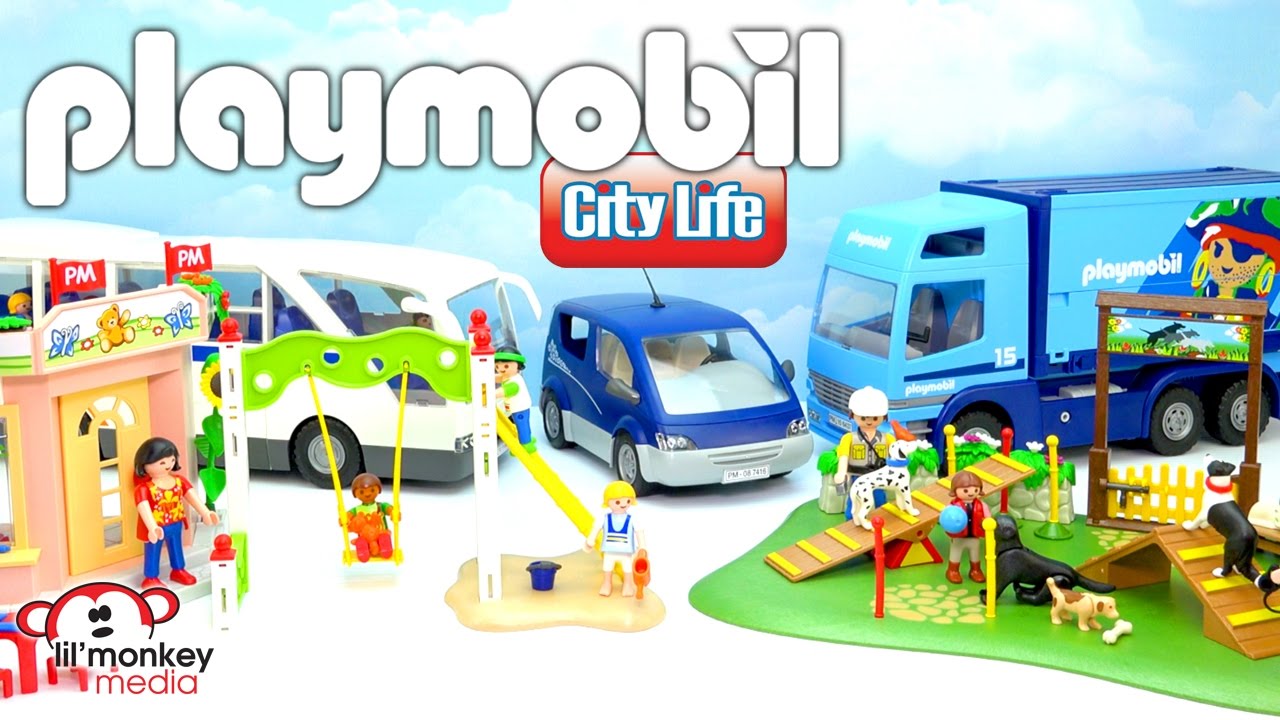 Playmobil City Life and City Action!  Preschool Playground, Dog Park, Delivery Truck and More!