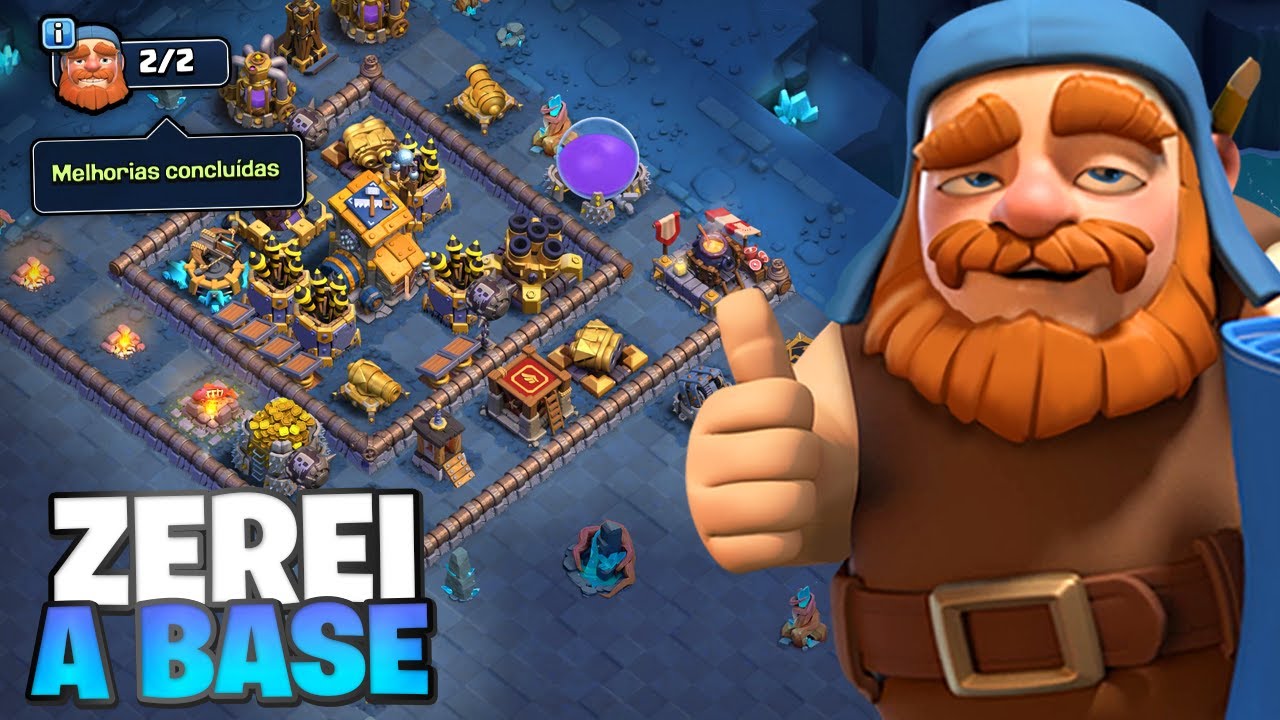 ZEREI A BASE DO CONSTRUTOR E GANHEI MAIS DE 3000 GEMAS COM CONQUISTAS NO CLASH OF CLANS!