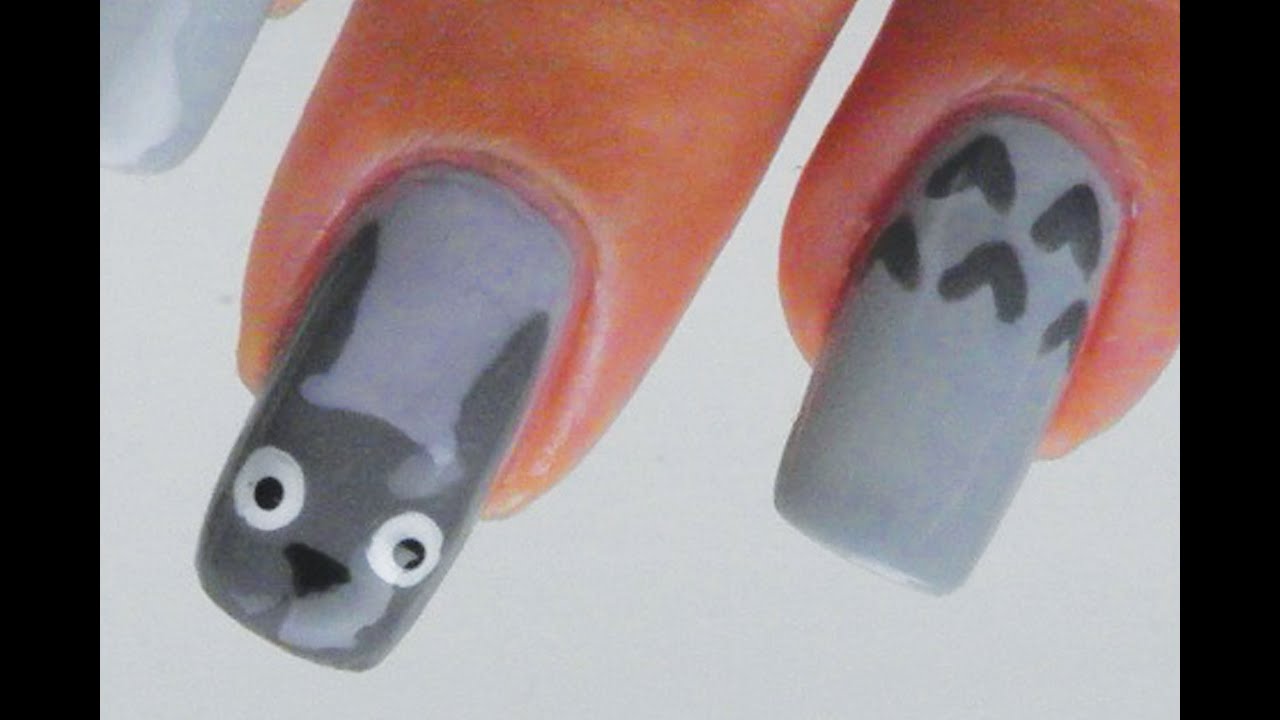 Totoro nail art tutorial