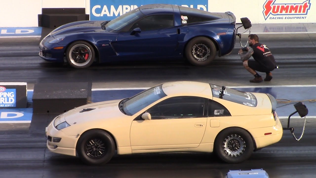 Nissan 300ZX vs Chevy Nova & C6 Corvette 1/4 Mile Drag Races