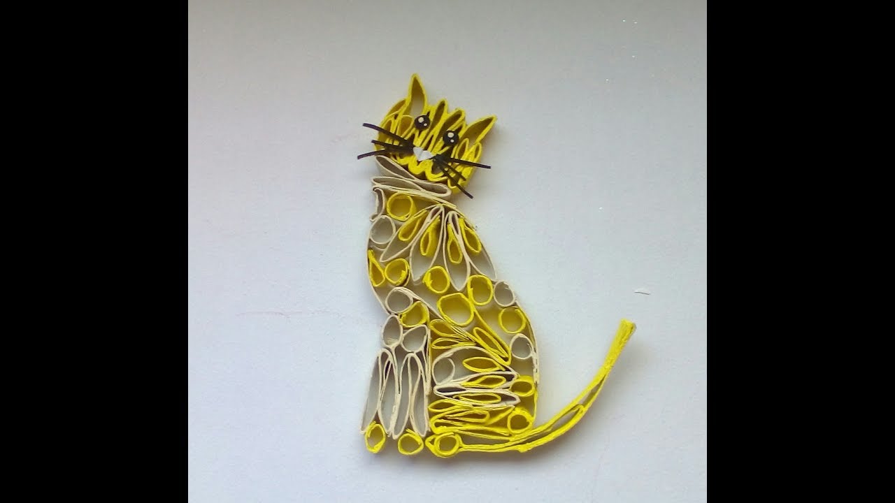gato hecho con tubos de papel higienico