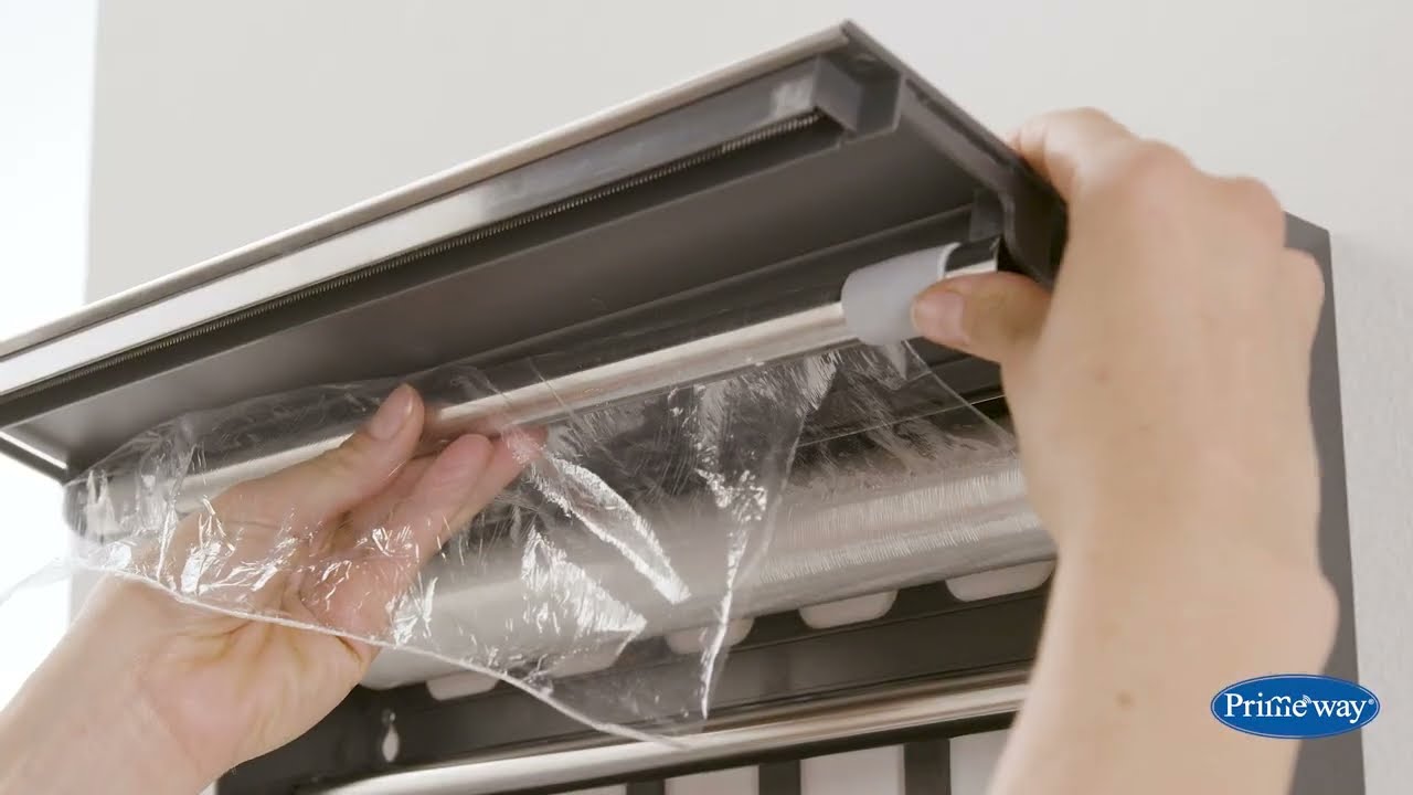 Primeway&reg; SS 4in1 Tango Inox Wall Mounted Kitchen Rolls Dispenser for Film,Foil,Paper & Storage Rack