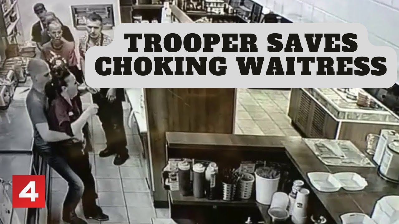 Michigan State trooper saves choking waitress