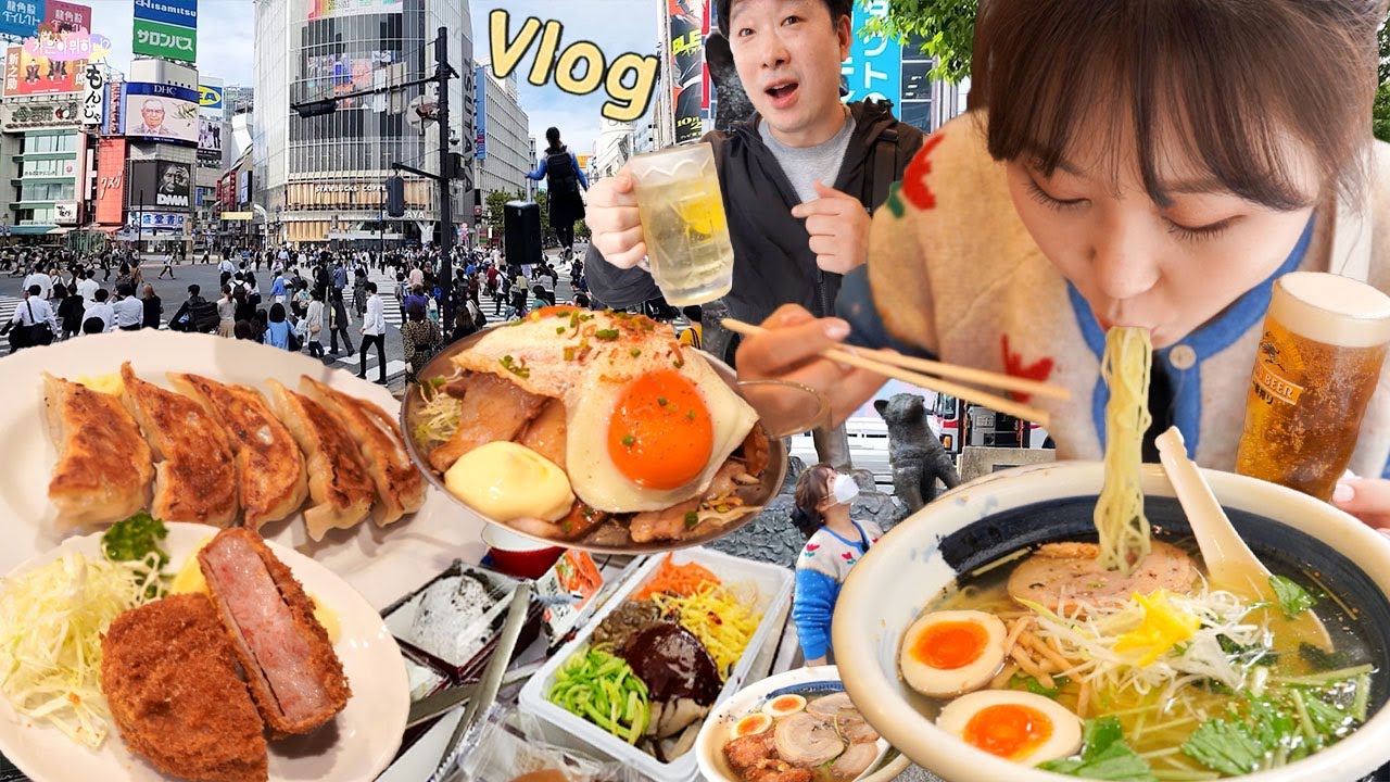 🇯🇵 #1 Прибытие в Сибуя, Токио! Еда на первом месте! Рамен, Изакая, Мукбанг Поездка в Японию.