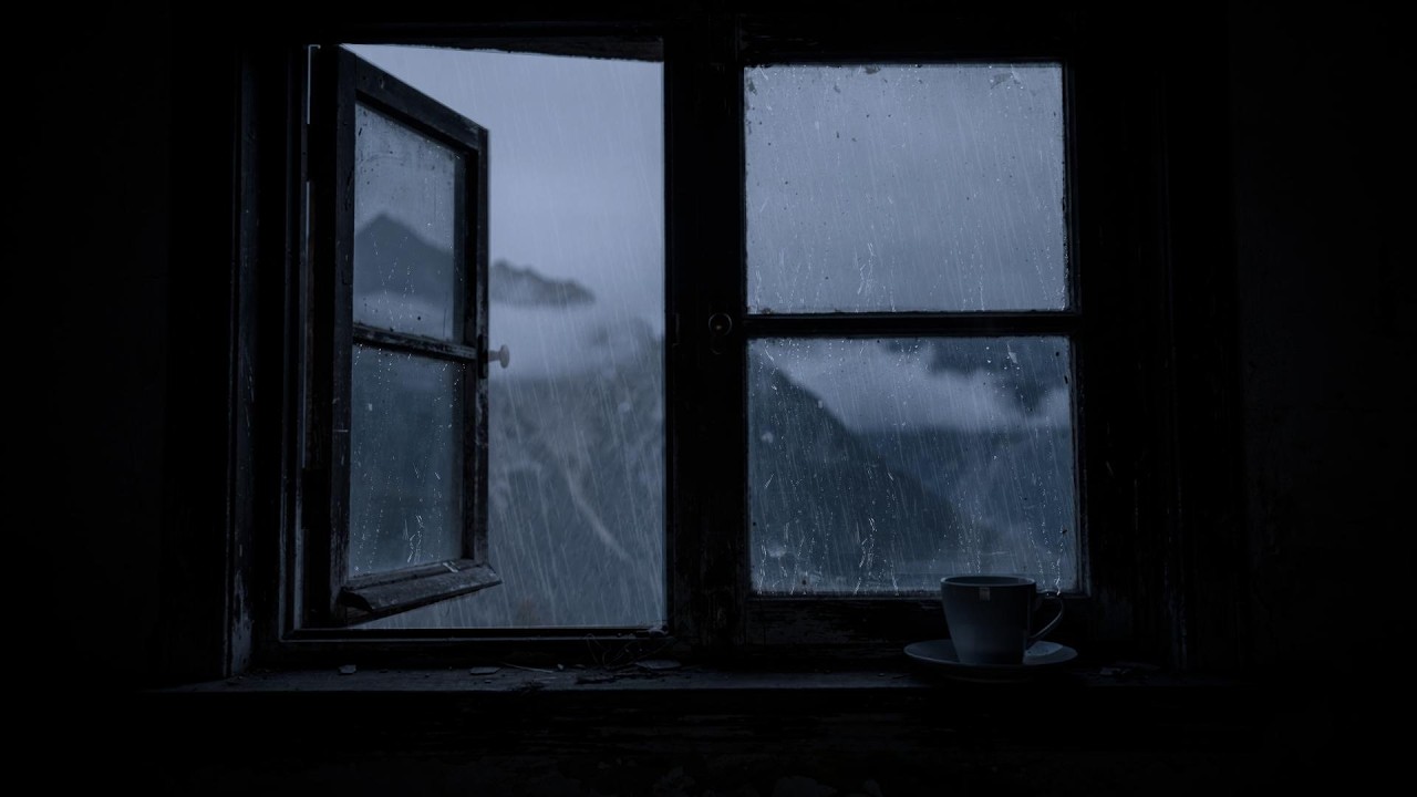 🌙 Rainy Mountain Cabin at Night | Dark Window Ambience for Deep Sleep & Relaxation