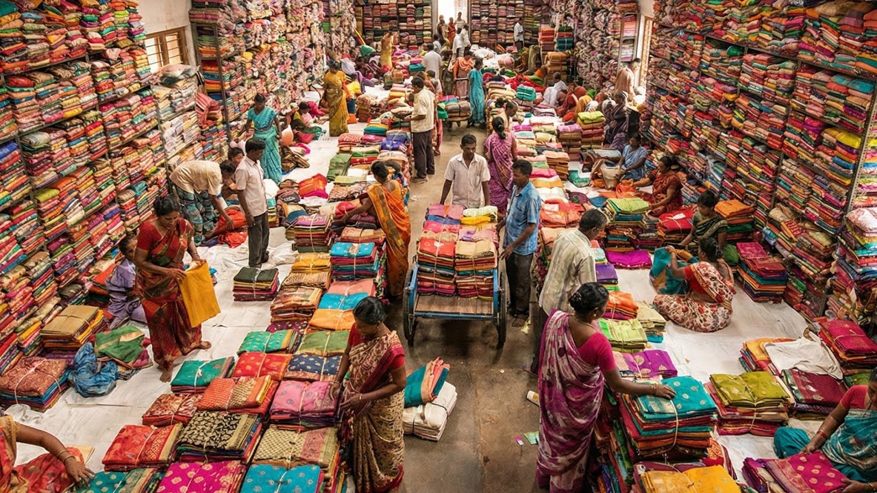 మీ దగ్గర ₹1000 చీర, మా ఫ్యాక్టరీలో ₹250 మాత్రమే || Saree Business In Telugu || Wholesale Market
