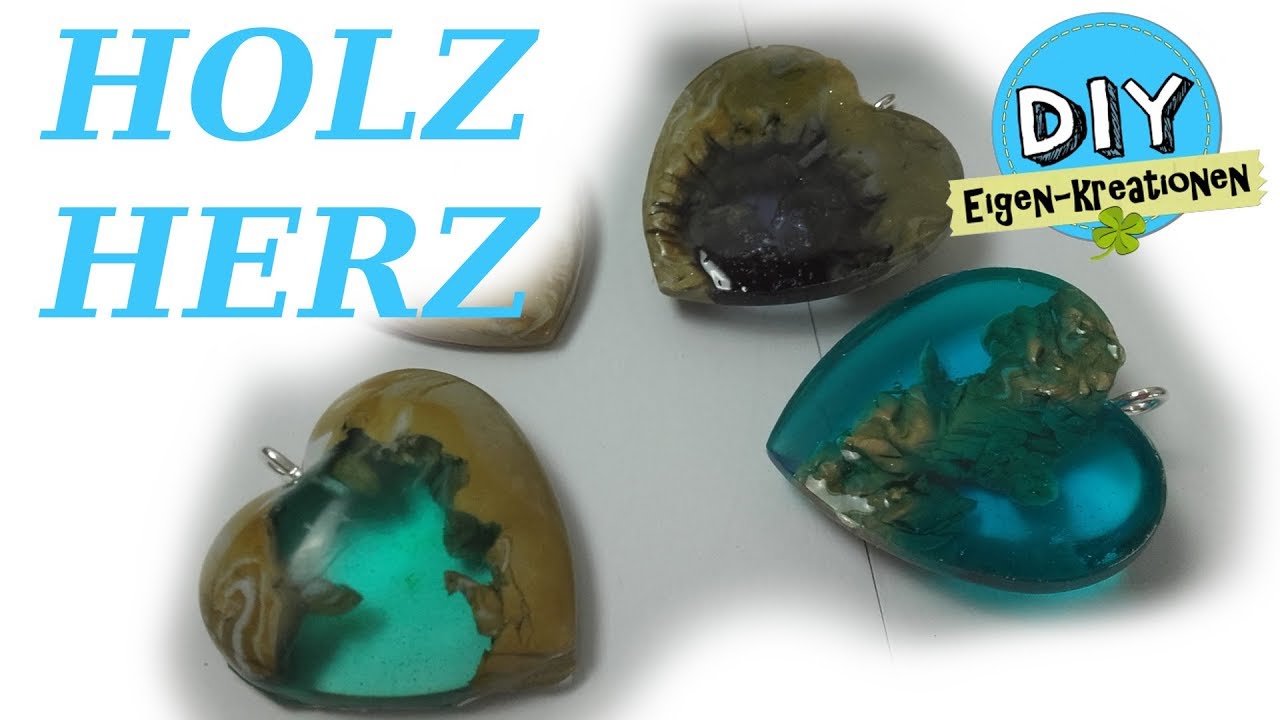 Ein falsches Holz-Herz aus Fimo und Harz