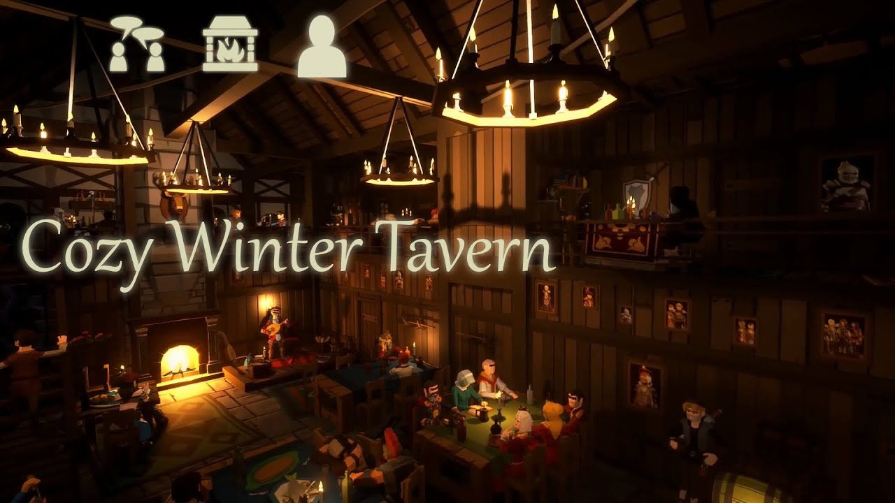 Cozy Winter Tavern | Medieval Ambience | 1 hour