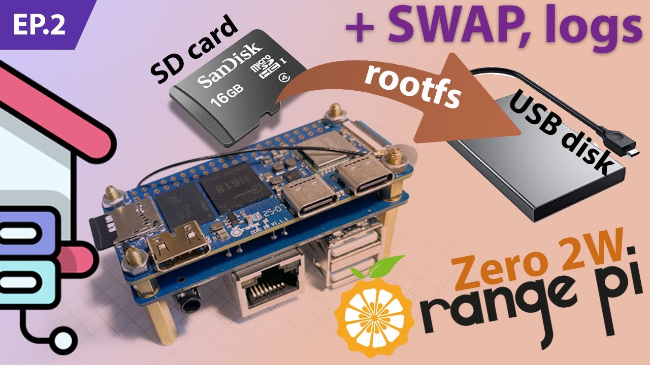 Ep.2 Домашний сервер на Orange Pi Zero 2W - Перенос файловой системы с SD на USB диск, SWAP и логи