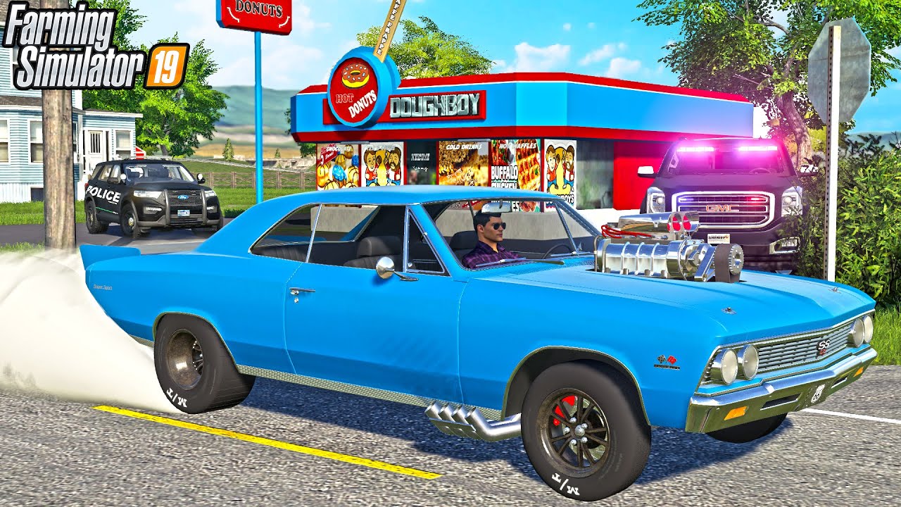 BURNOUT IN FRONT OF COPS (TROLLING POLICE) | FARMING SIMULATOR 2019