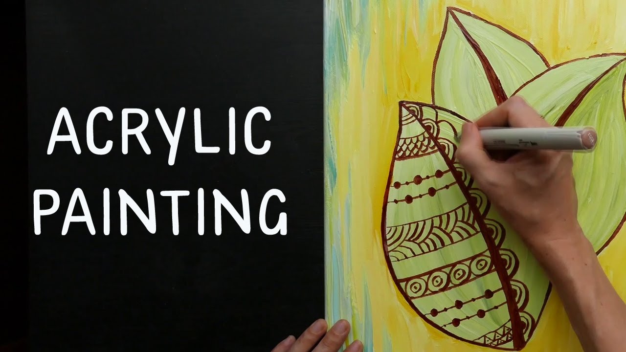 Leaves. Abstract painting. Easy. Demo. Acryllation.추상화