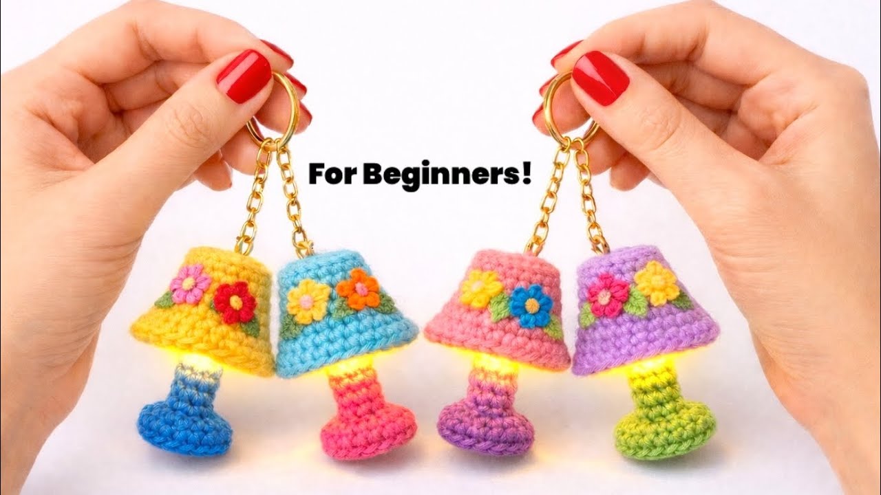 How To Crochet For Beginners😱!Cutest Minimalist lampshade Keychain🥰Gift, Decoration