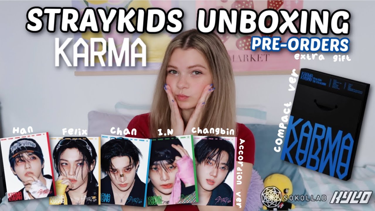 Stray Kids KARMA Unboxing 🖤 Felix, Chan, Han, I.N & Changbin Accordion Vers + Compact Album & Gifts!