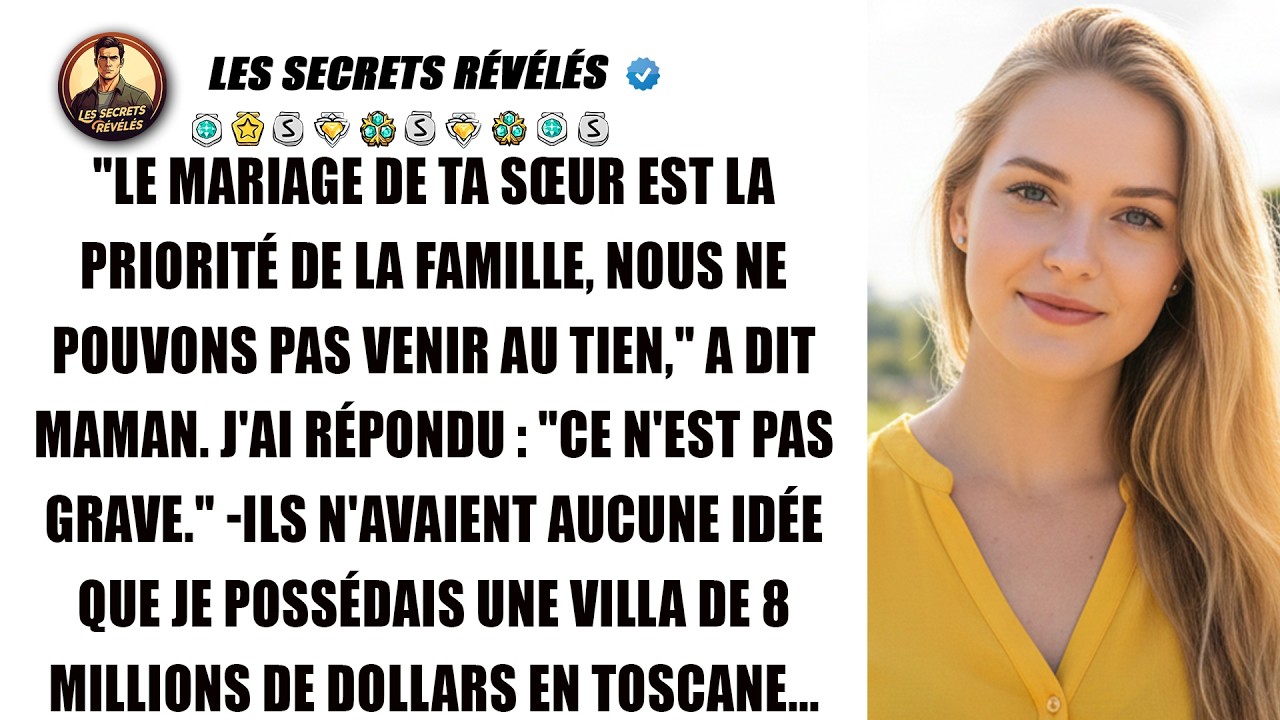 Mes parents ont préféré ma sœur, je me suis donc marié dans ma villa de 8M$ en Toscane.