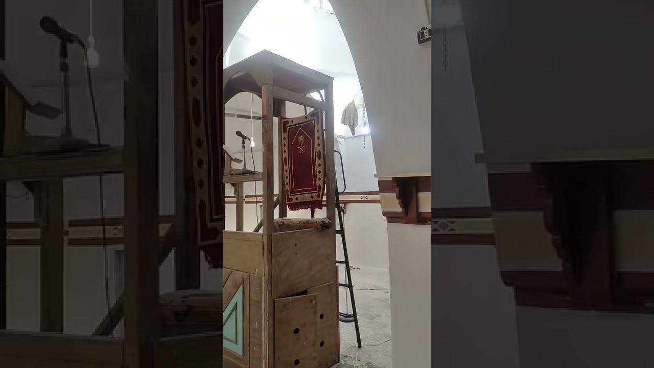 أذان مسجد بليون المؤذن أحمد العربي مع جانب من تجهيزات الجامع الشرقي في قرية بليون قبل أيام عيدالفطر