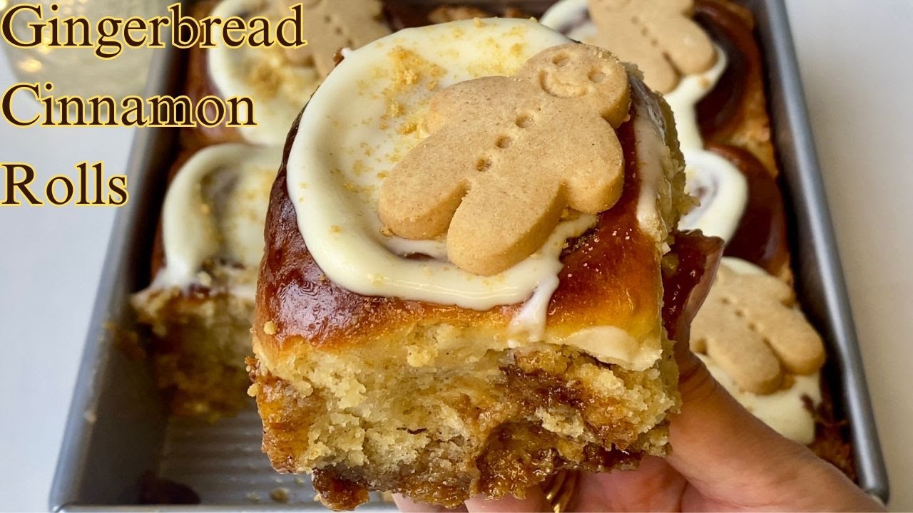 Soft & Fluffy Gingerbread Cinnamon Rolls| Taste Like Christmas!✨