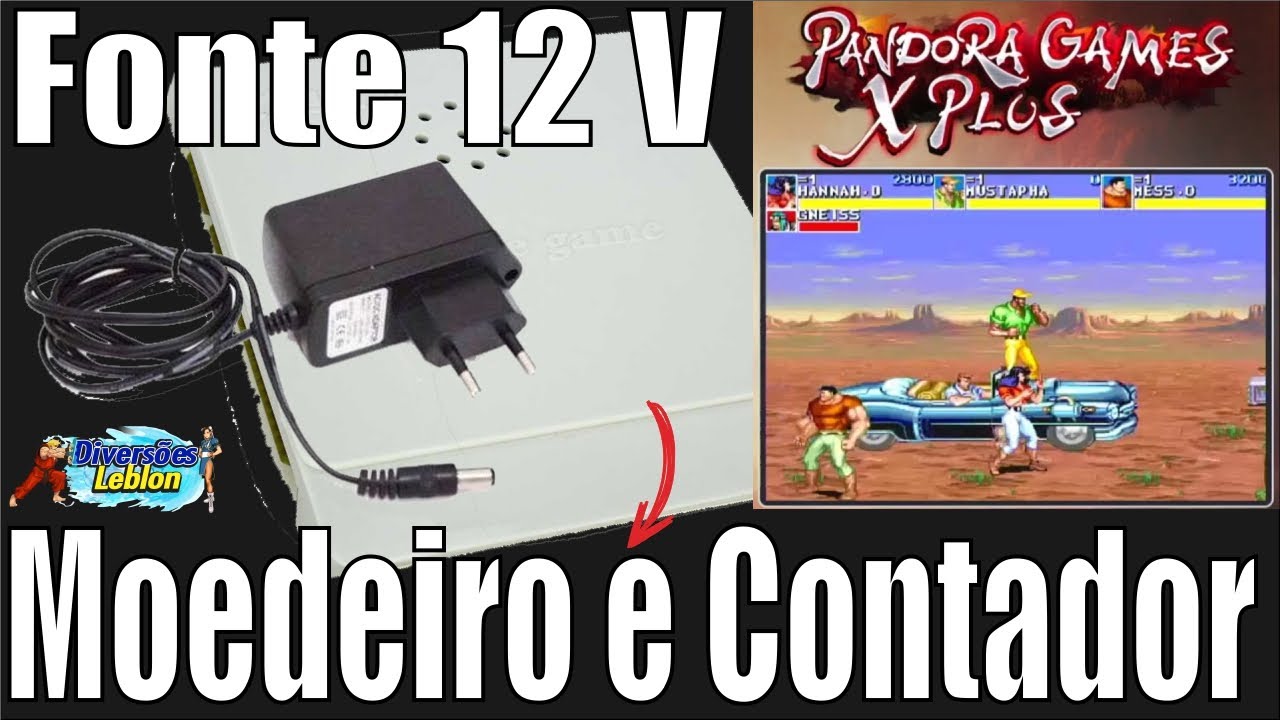 Como Instalar Moedeiro e Contador Na Pandora Box Games X Plus 2600 Jogos Com Fonte 12 Volts