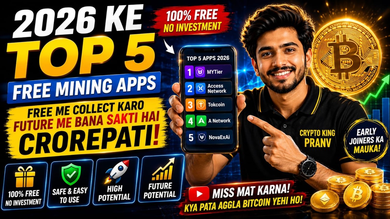 2026 Ke Top 5 Free Mining Apps | Future Me Bana Sakte Hai Crorepati 😱| Pi Network