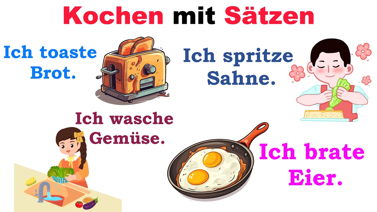 Kochen mit Sätzen| Deutsch Lernen| Sprechen & Hören| A1-B1| Aktionsverben für den Alltag