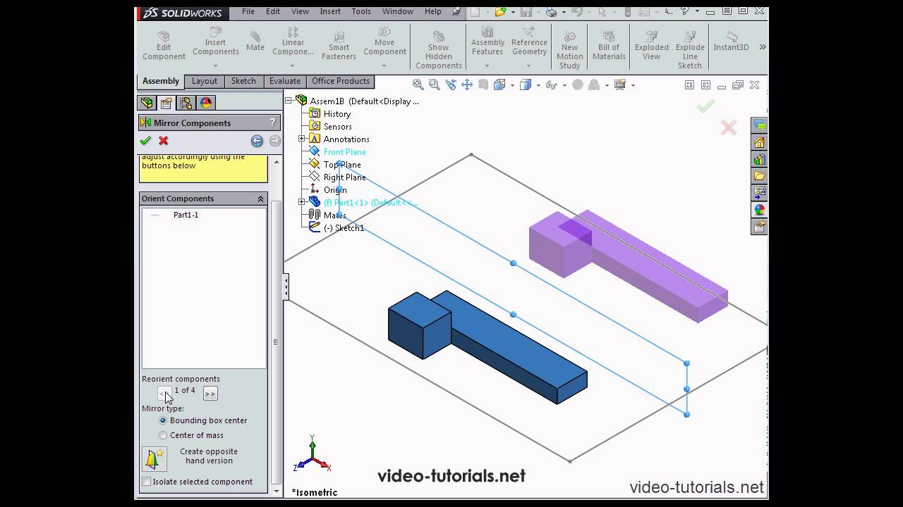 How to mirror components #1  SOLIDWORKS Tutorials (Assembly)