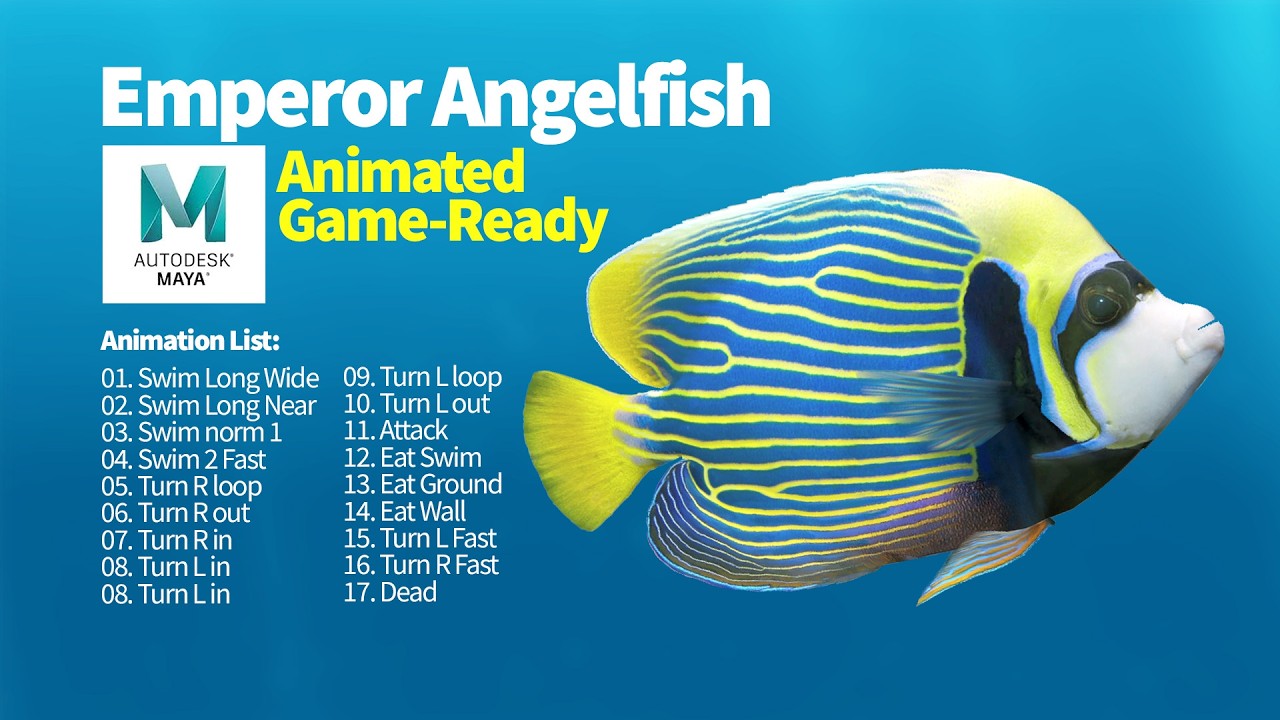Emperor Angelfish. Maya Game - Asset