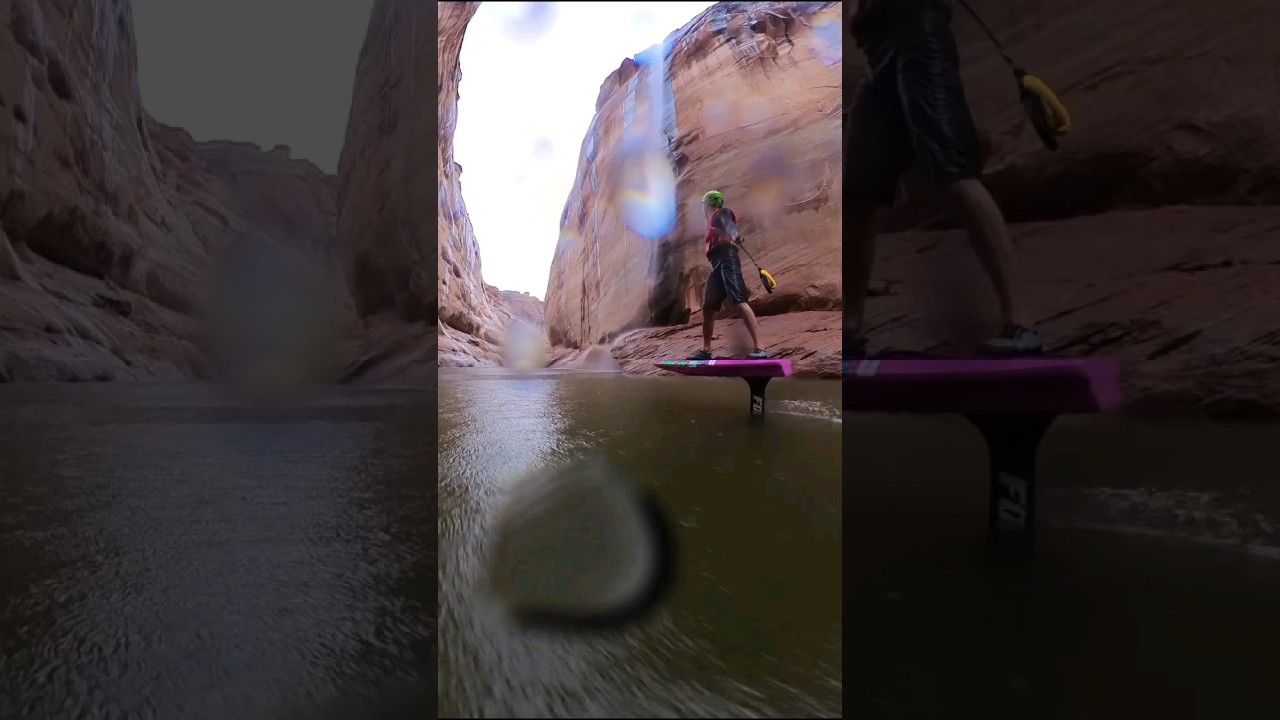 eFoiling with Rain & Waterfalls in Antelope Canyon,  Lake Powell #efoil #antelopecanyon #esurf