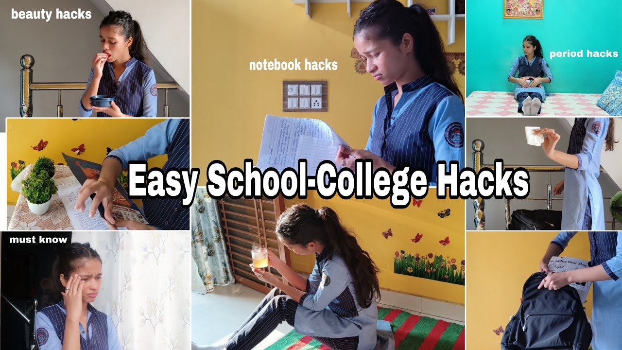 EASY SCHOOL-COLLEGE HACKS🫧/ Period Hacks, Beauty Hacks and More🌿 #hacks #school #college