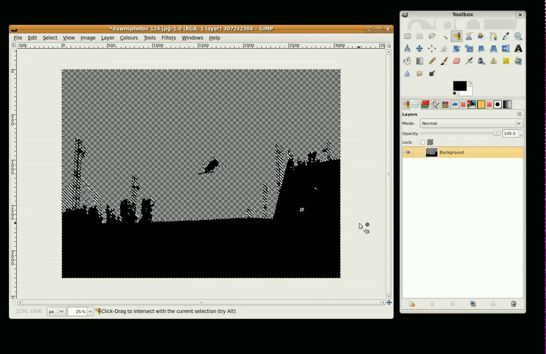 Gimp tutorial: photo edit 3 Convert an image to a silhouette with a new back ground.