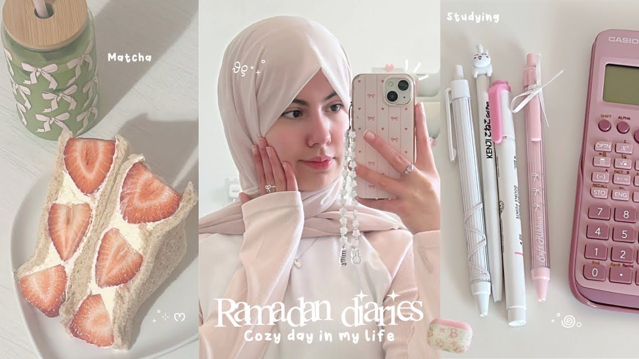 Cozy Ramadan day in my life 🍓🍵 Studying, strawberry sando, matcha, night routine