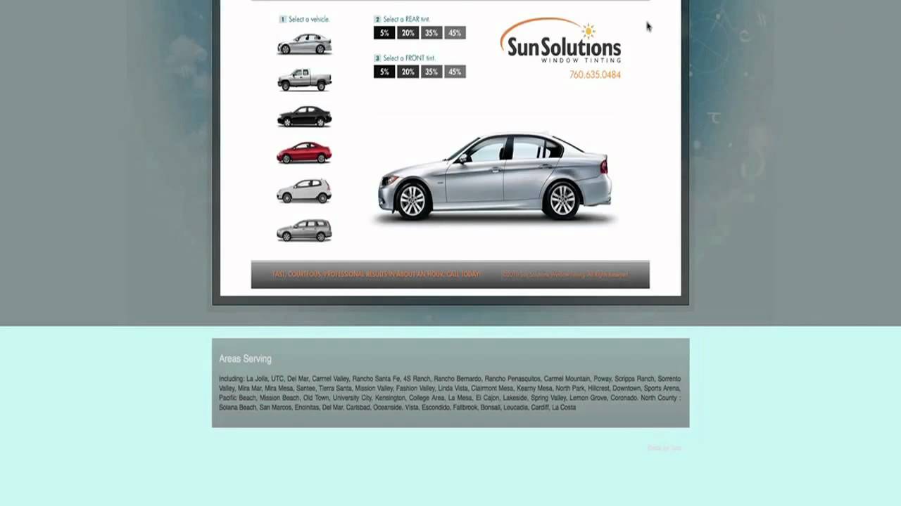 San Diego Virtual Auto Car Window Tinting Demonstration / Encinitas, Ca