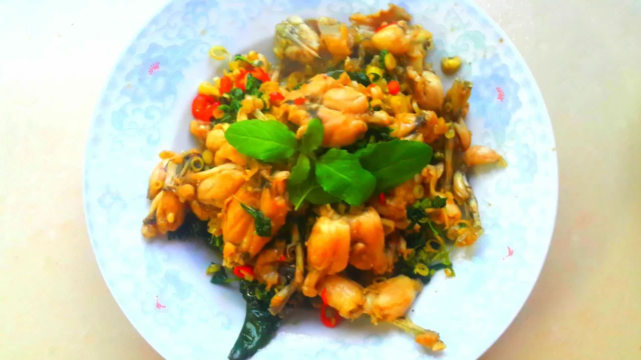 Fried Frog with Hot Chilli * Natural Life * Village Foods * countryside food * Cambodian Foods