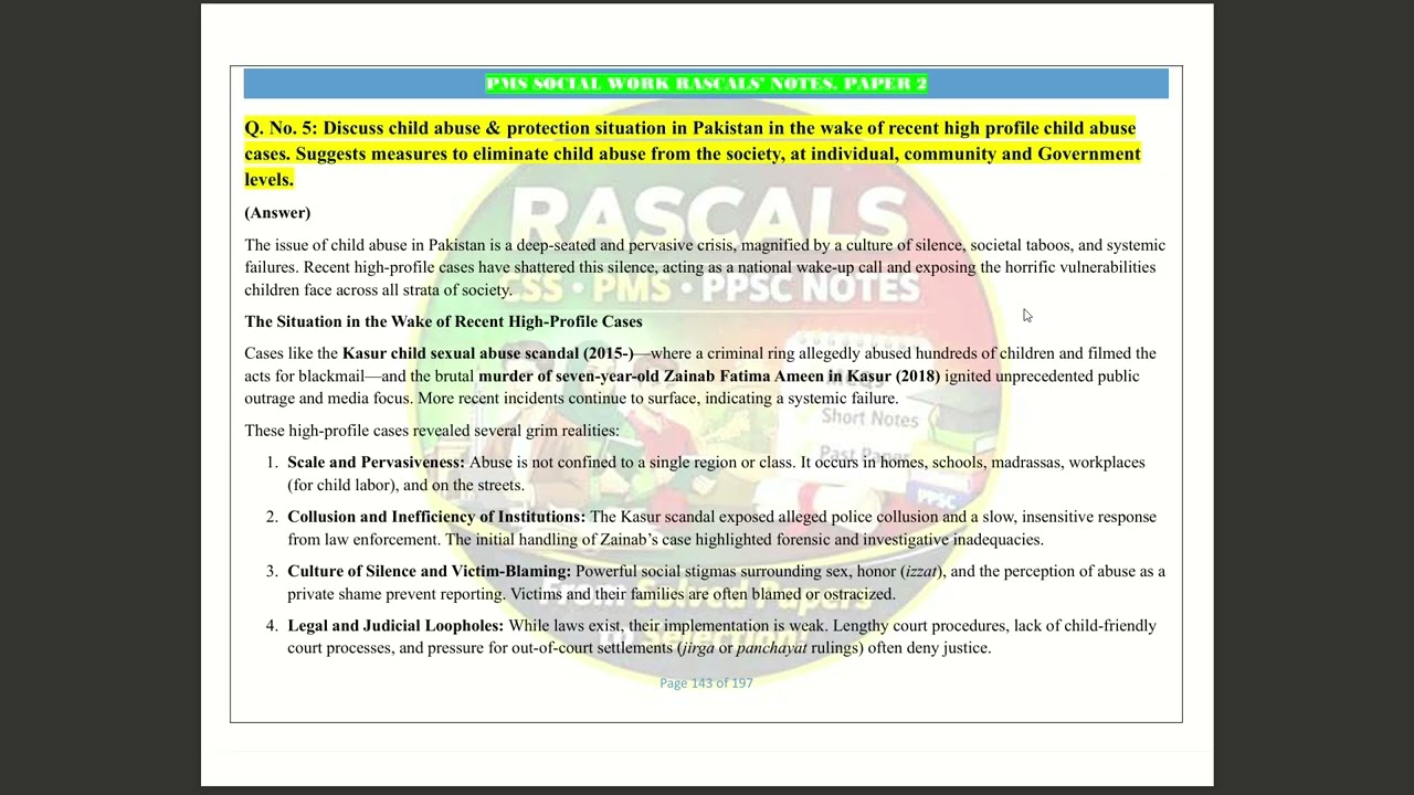 PMS Social Work Paper-II Solved Paper 2020 | Complete Solution | RASCALS