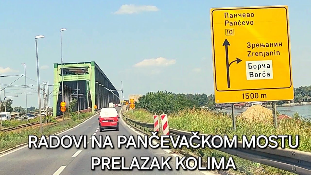 Beograd Pančevački most radovi na betonskim odbojnicima,deo vožnje kroz centar sve u videu