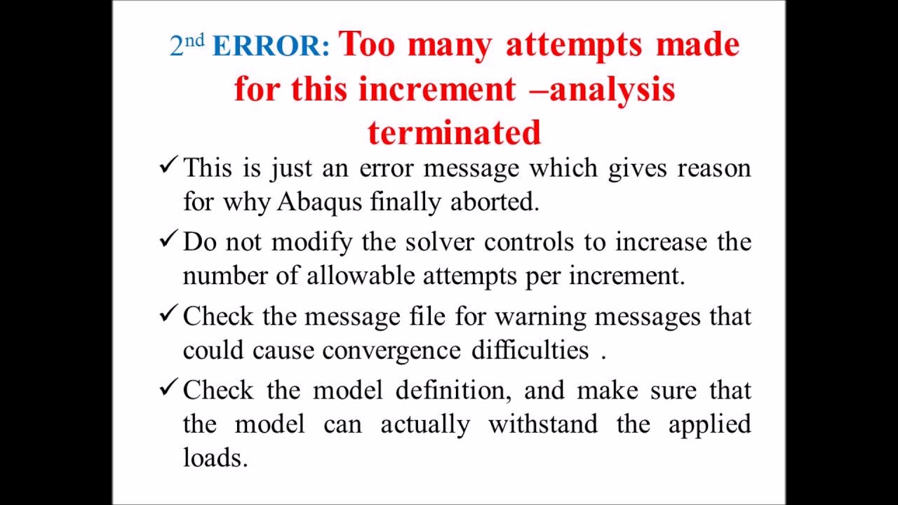Common Errors in Convergence Problems Abaqus