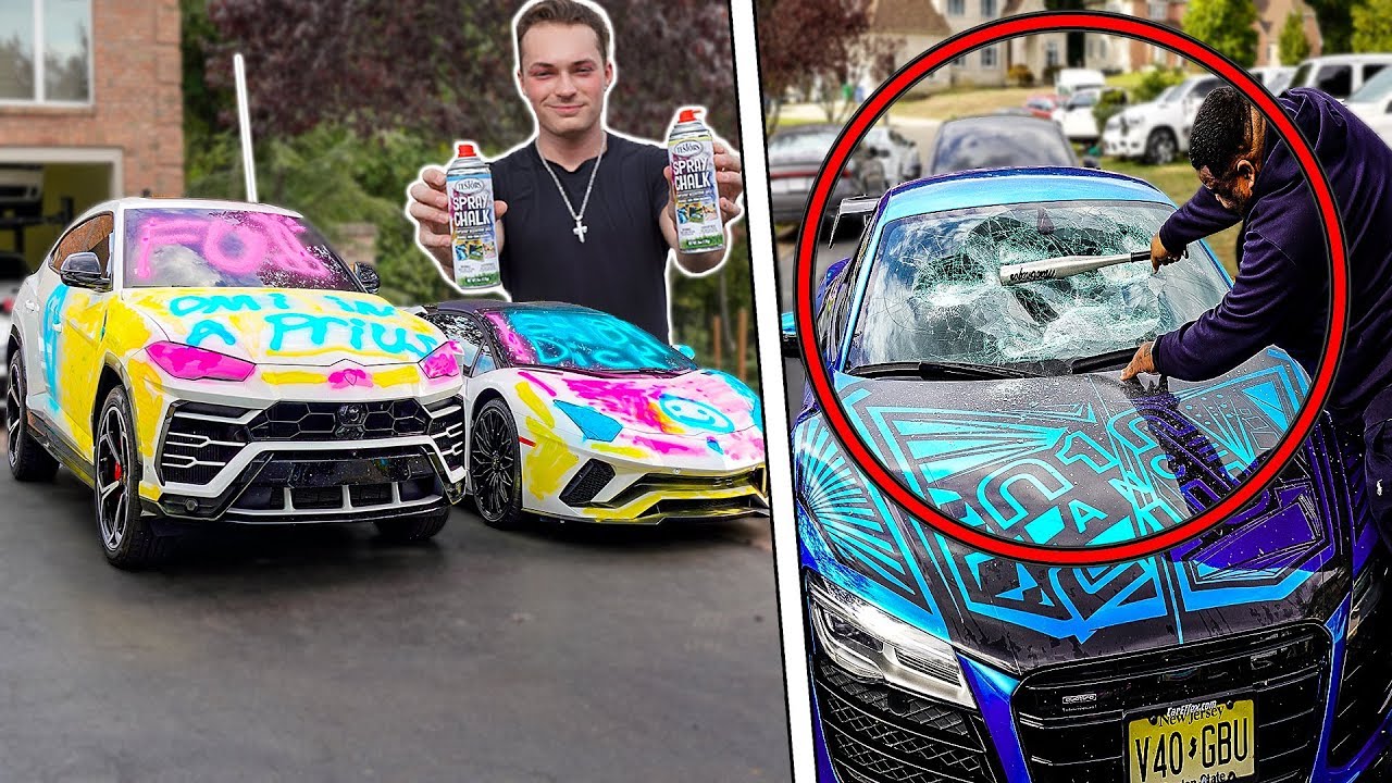 Лобовое стекло моего R8 было разбито! (Шутка с баллончиком краски пошла не по плану)