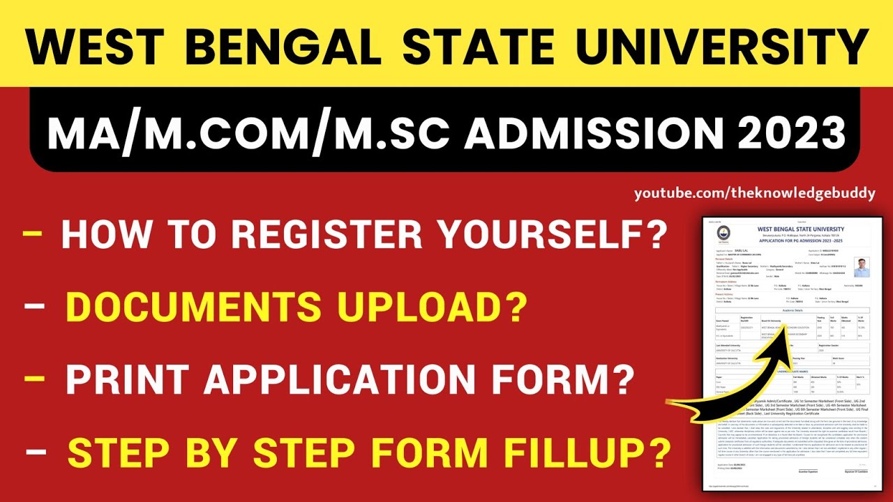 West Bengal State University MCOM/MA/MSC Online Admission Form Fillup 2023 | WBSU PG Admission 2023