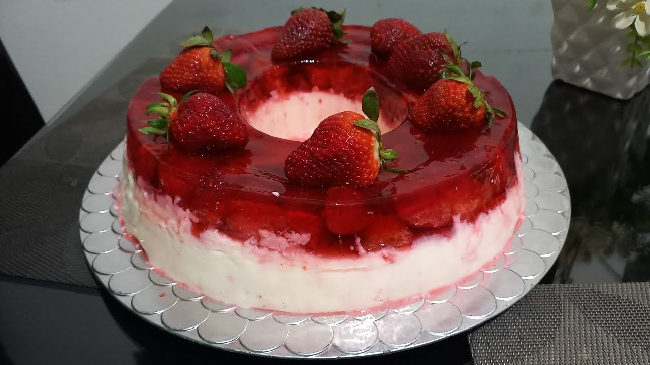 Gelatina de Yogurt , con fresas. #postres #cocina 