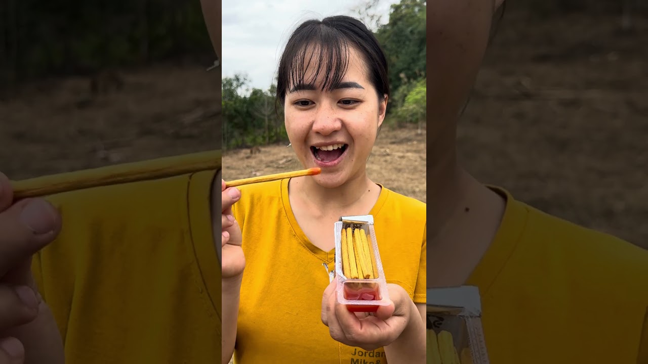 eat candy dipped in chili sauce #bushcraft #survival #camping #shorts