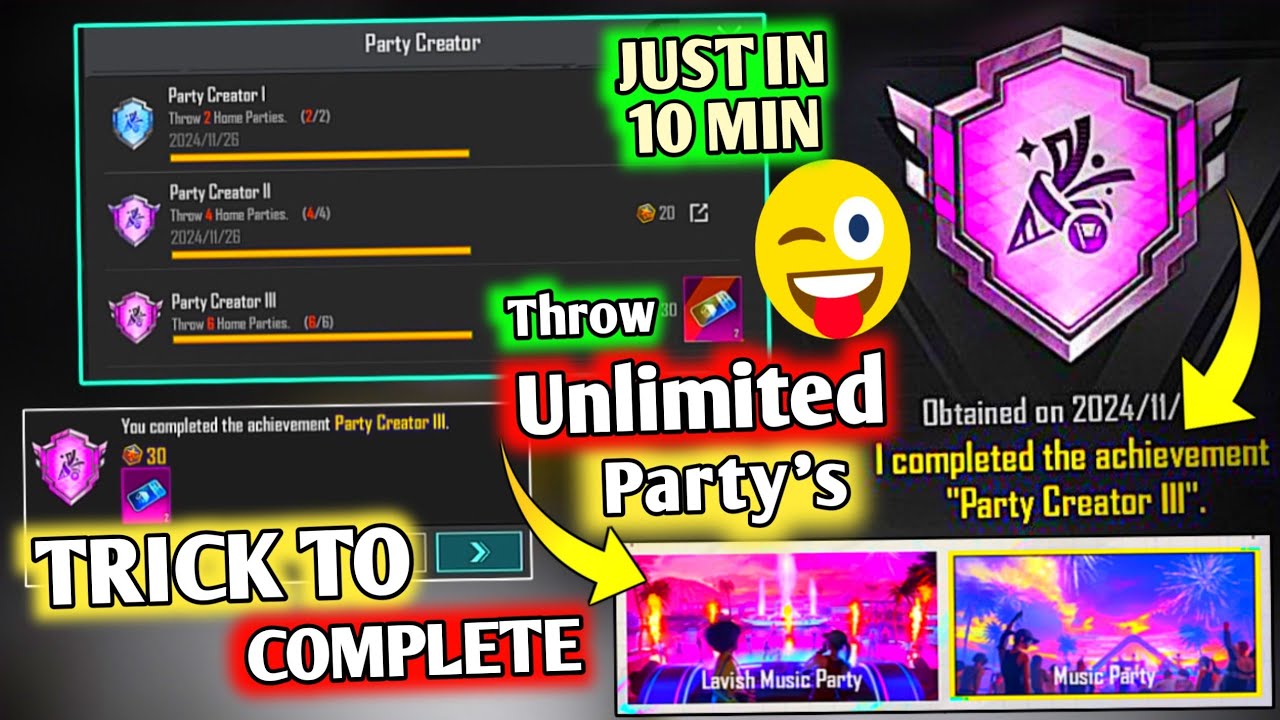 🔥 Trick To Complete (Party Creator) Achievement |  Trick To Throw 6 Home Parties in Just 10 Minutes