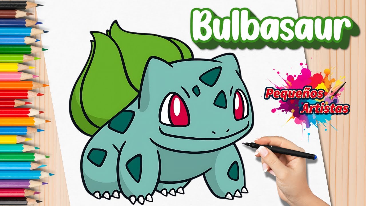 Como Dibujar y Colorear a Bulbasaur 🌱 Pokémon 💚 Dibujo para niños
