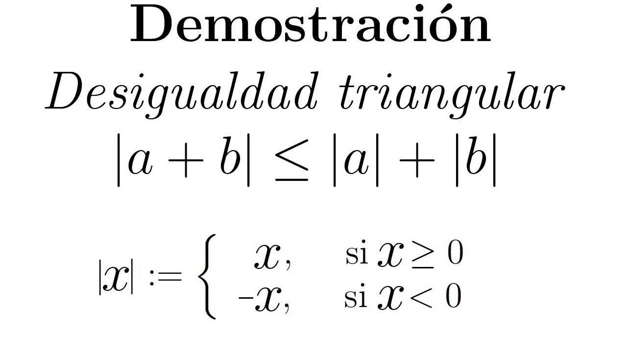 Demostración de la desigualdad triangular: Propiedad del Valor Absoluto.