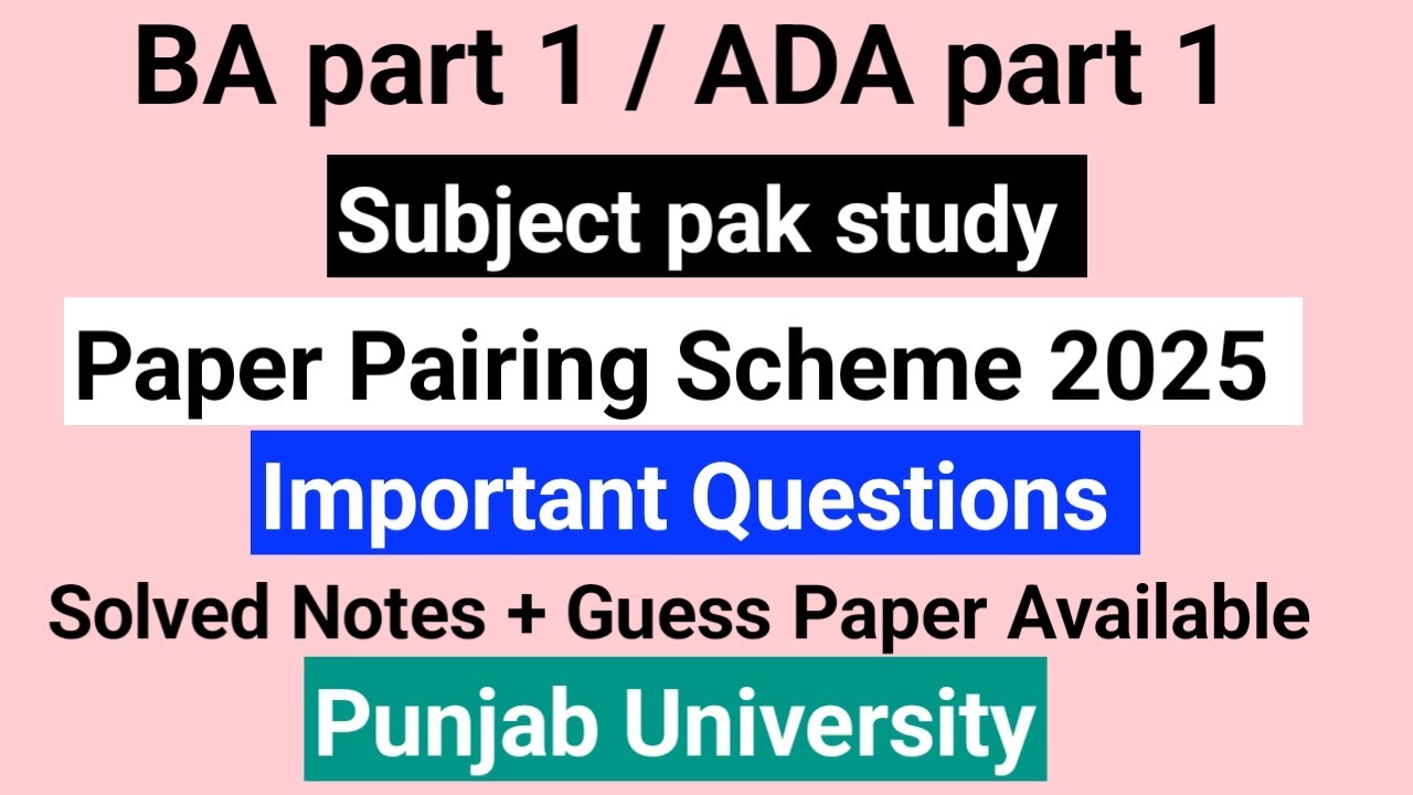 BA part 1 pak study important Questions annual examination 2025 Punjab University.