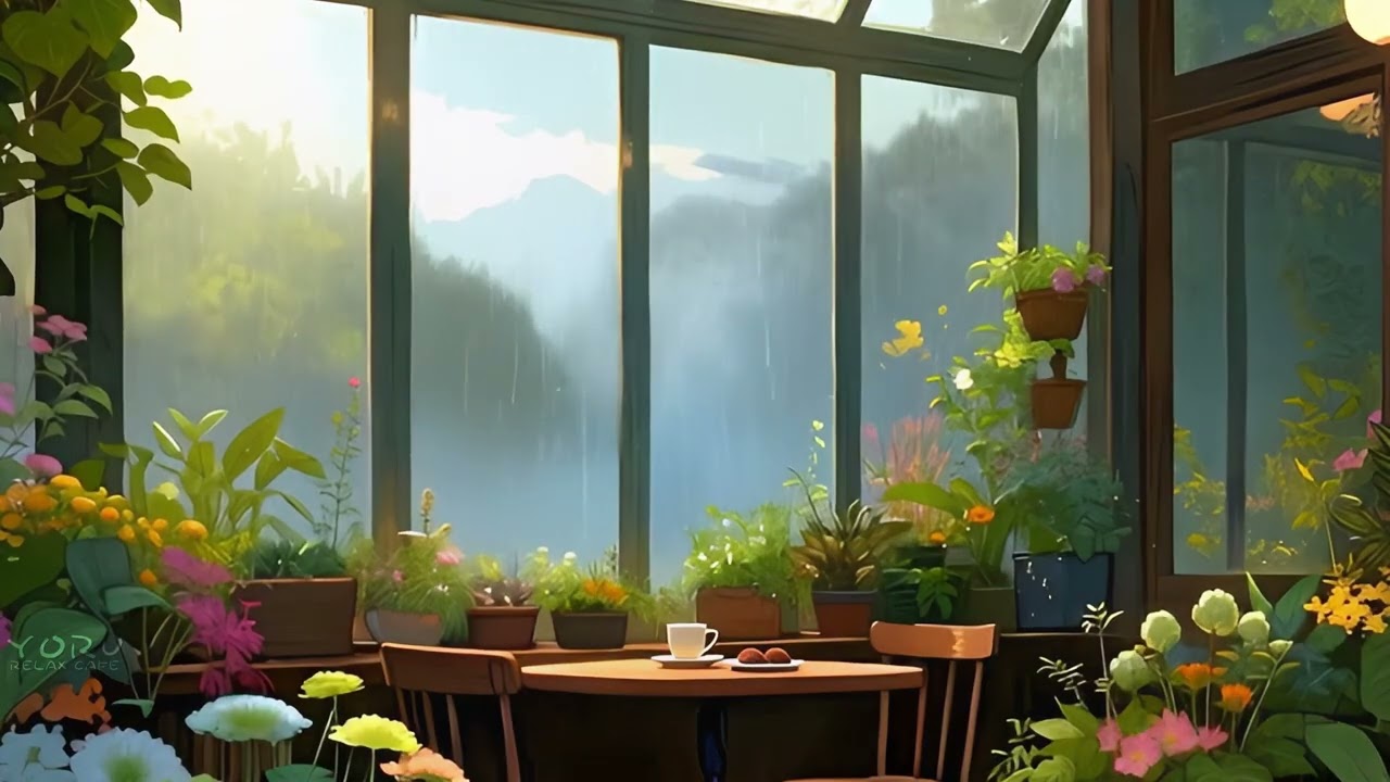 Rainy Garden Cafe ☕ | Smooth Lo-fi Jazz & Nature Ambience to Warm Your Heart – Yoru Relax Café