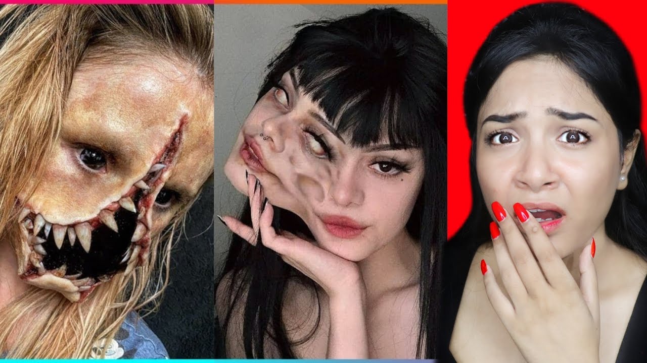 Reacting to *CRAZY* Viral *HORROR* MAKEUP Transformation 🤯 | *OMG* Reaction 🤪🤯