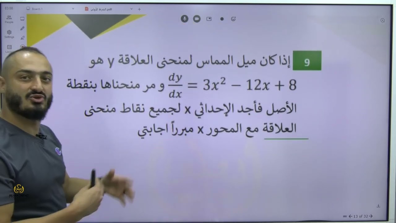الشرط الأولي -  ميل المماس ومقدار التغير والتكلفة