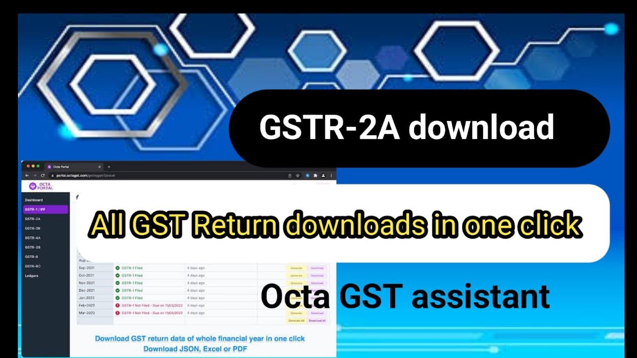GSTR-2A download | All Gst Returns downloads in one click (OCTA GST ASSISTANT) @krishnataxguide