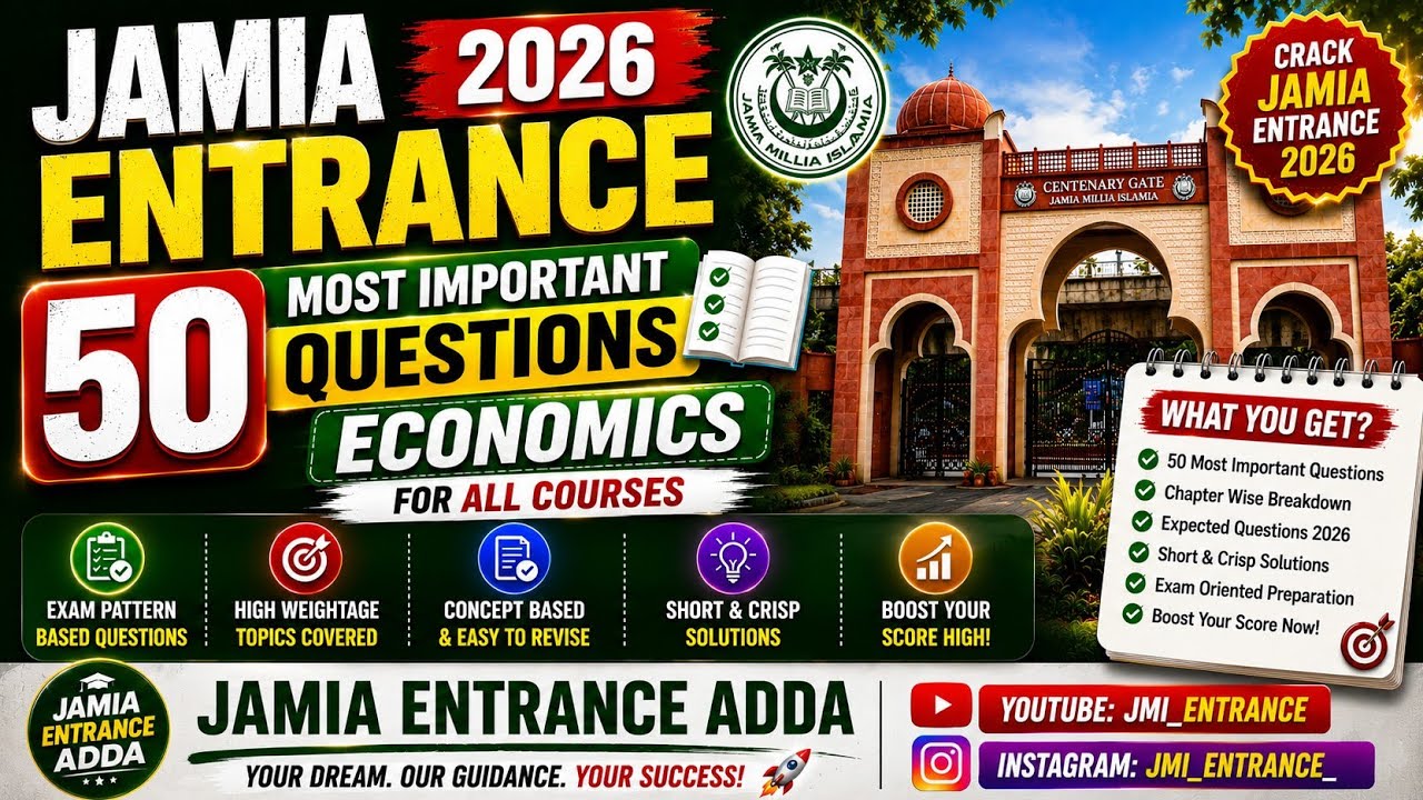 Most important questions 2026 |economics Question for  jamia entrance 2026 #jamiamilliaislamia 