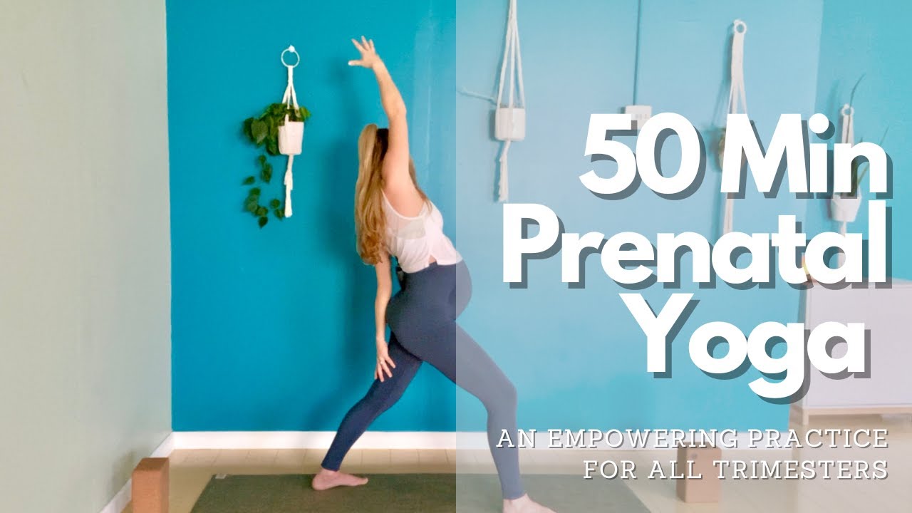 50 Minute Empowering Prenatal Yoga Class for Any Trimester (First, Second, Third Trimester Yoga)